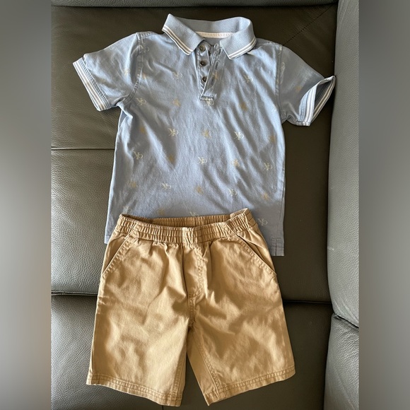 Calvin Klein Other - 💯 Cotton Calvin Klein Light Blue Polo all over logo with Tan Shorts